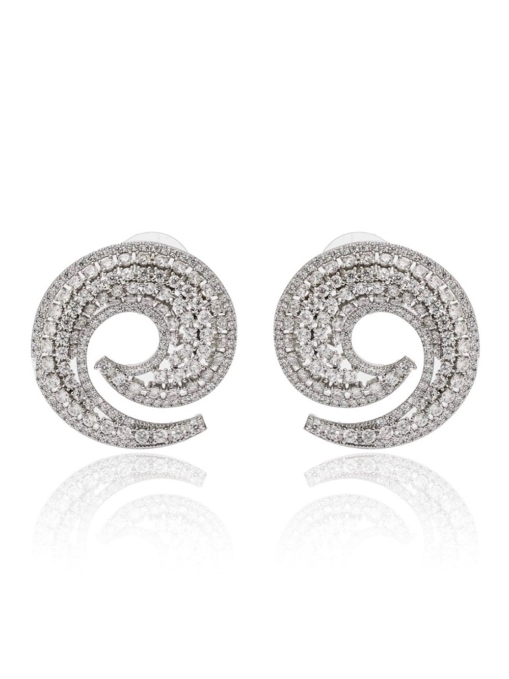 Swirl Earrings White Gold Plated Made W Swarovski Crystal Bridal Jewelry